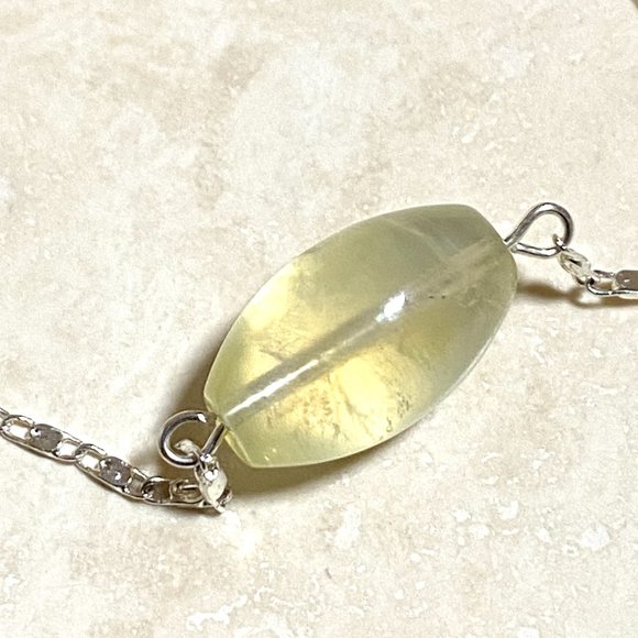 2/$20, Light Green Prehnite Necklace, Genuine Barrel Gemstone Bar Pendant - Picture 6 of 10